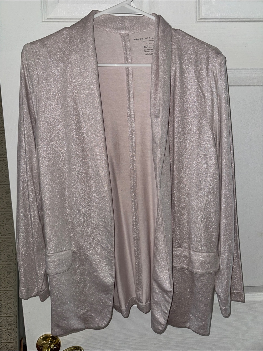 Majestic Filatures Women's Pink Shimmer Open Cardigan